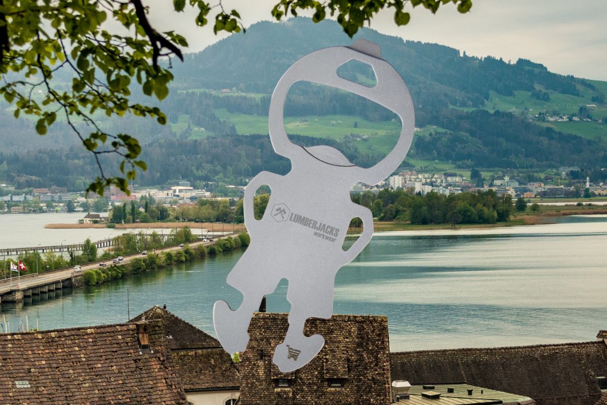 Flaschenöffner, Einkaufswagenlöser, Schraubendreher: Multitool mit Logo als Werbeartikel
