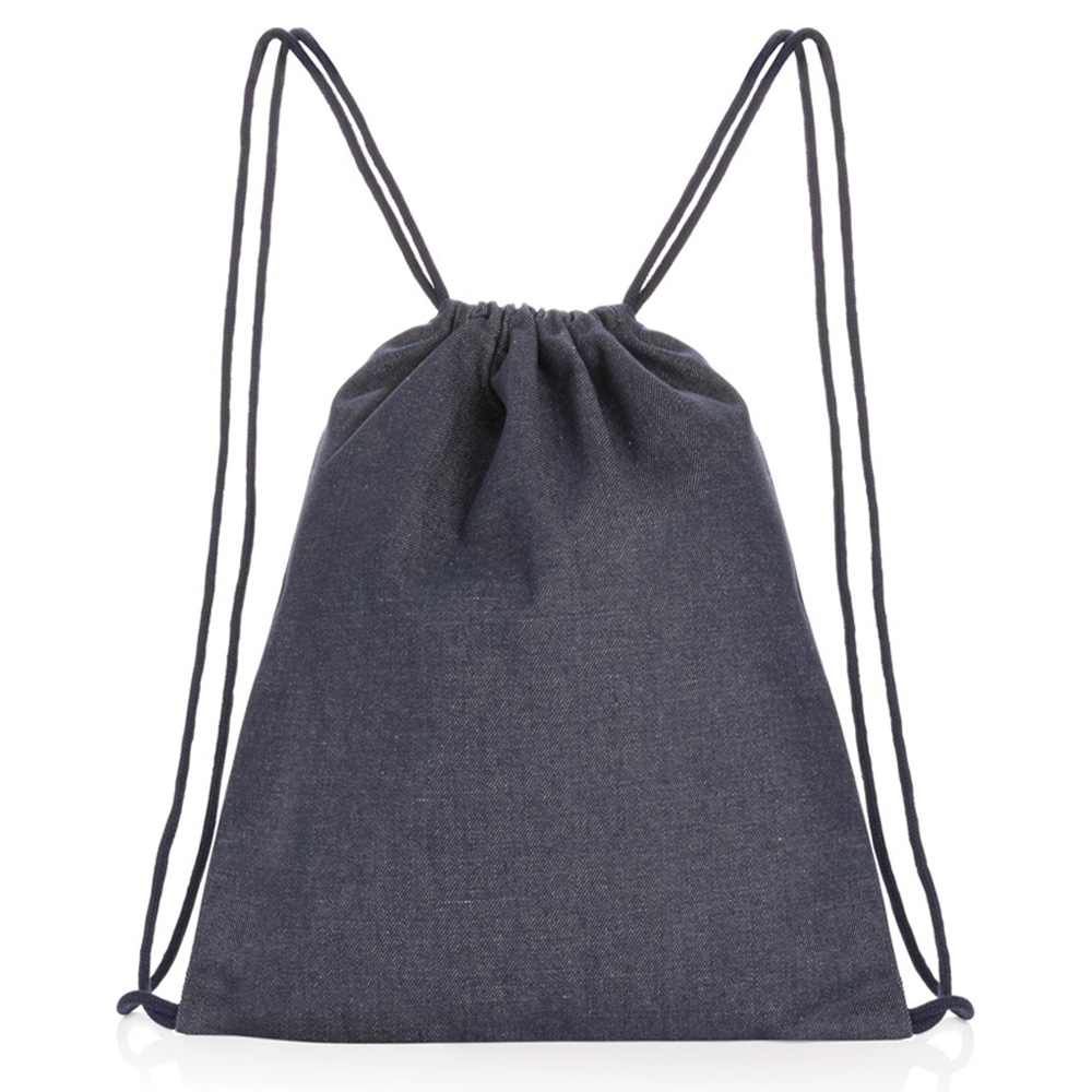 Zuziehbeuteil Recyceltem Denim Werbedruck Wbf